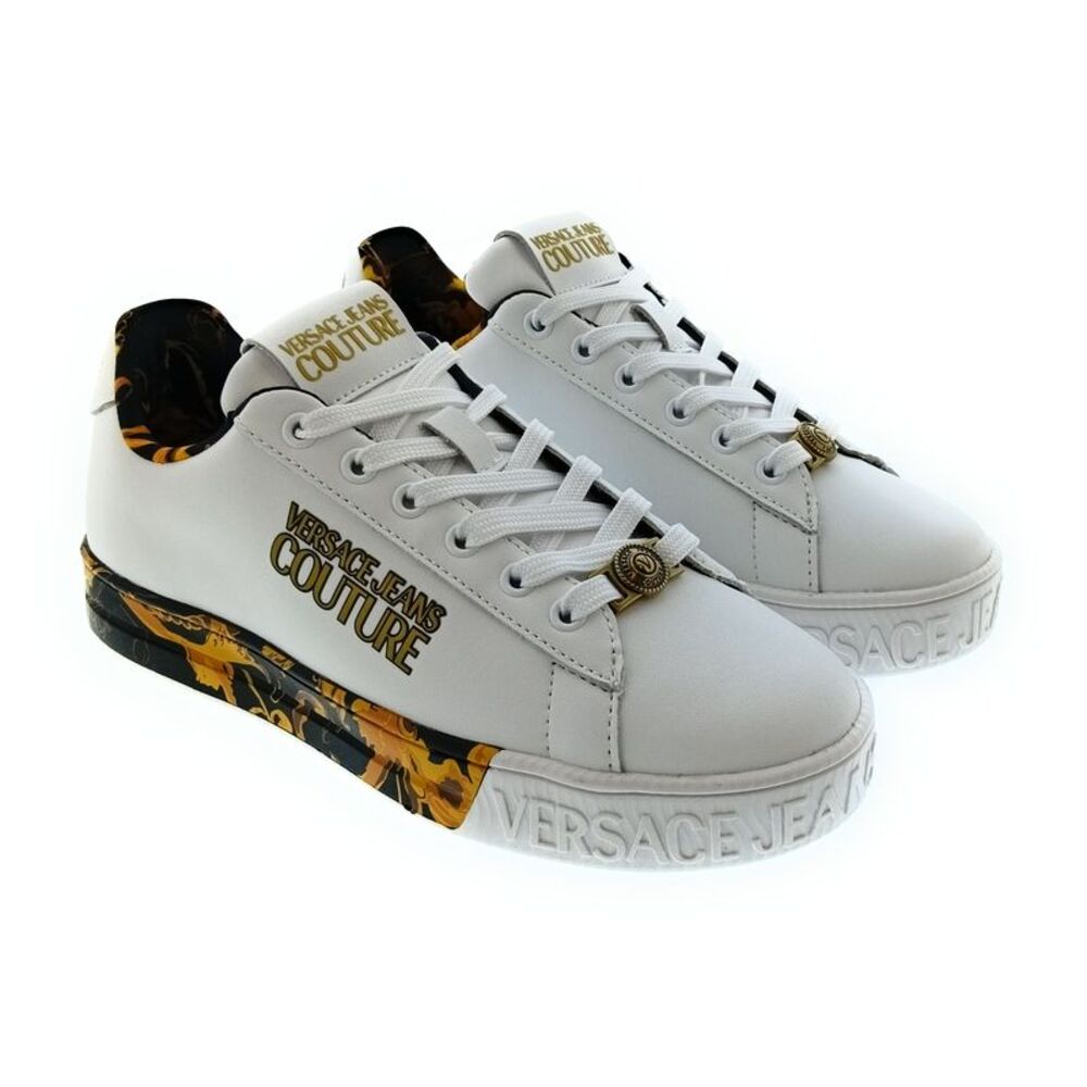 Versace Jeans Couture Women's White Baroque Platform Lace-Up Sneakers